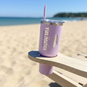 Purple Vida Nautica Tumbler with Straw